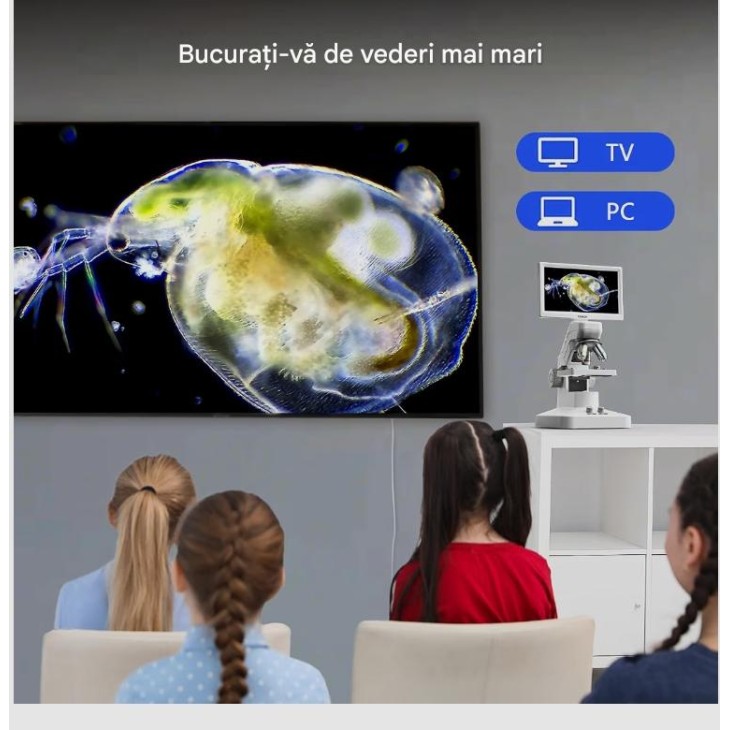 TOMLOV DM301 Pro digitális biológiai mikroszkóp, 3 lencsével, 7"-os IPS LCD képernyővel, akár 1200x-os nagyítással, 8MP kamerával, 1080P videóval, kettős LED megvilágítással, WiFi-vel, USB és HDMI csatlakozóval, szállítás 7-9 nap