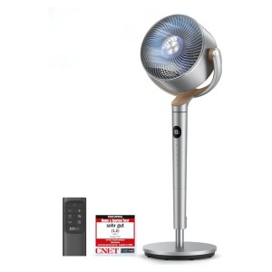 Padlóventilátor, Dreo Ultra, csendes 20 dB, mindenirányú oszcilláció 120° + 120°, hatótávolság 26 m, légáramlás 1200 m³/h, turbó légkeringető, magasság 102 cm, 3 üzemmód, 8 sebességfokozat, 7 napos szállítás