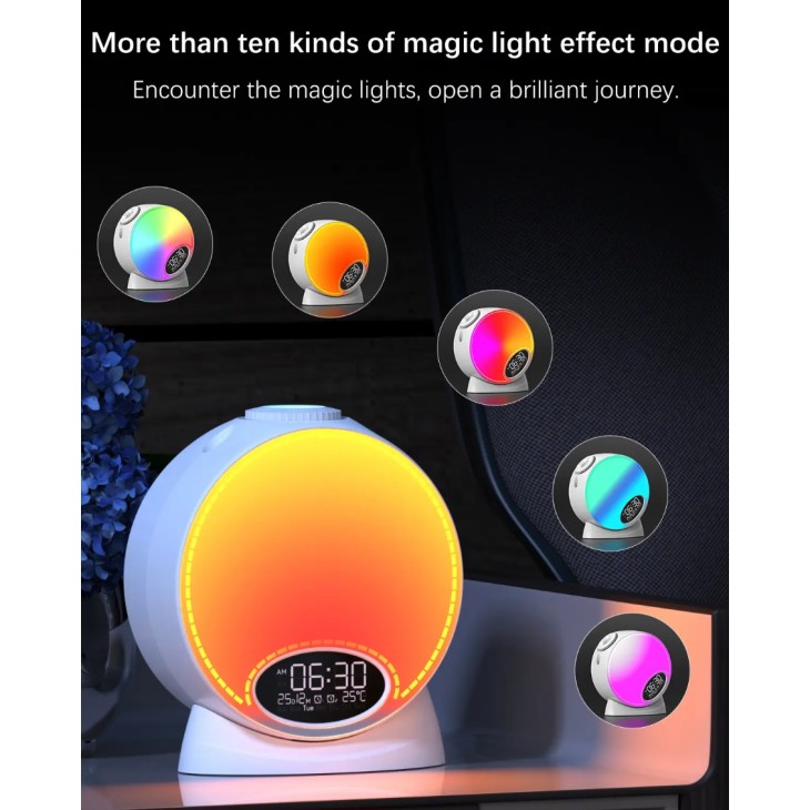 Gyermekszoba planetárium, Galaxy Star GS-YHX06, lámpa 13 vetítőlemezzel, bluetooth hangszóró, ébresztő, óra, fehér