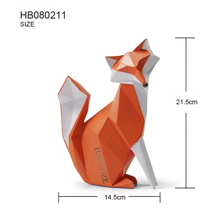 Modern dekoratív kisplasztika, HAUCOZE, Sienna Fox, otthonra vagy irodába, 20 cm