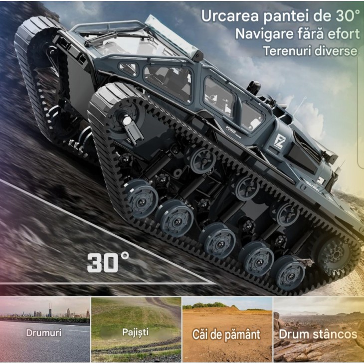 Katonai tank gyerekeknek, Mostop MT01, RC 1/16 nagy sebességű, 4GHz, terepjáró, 360°-os sodródás, 2 elemmel, távirányítóval