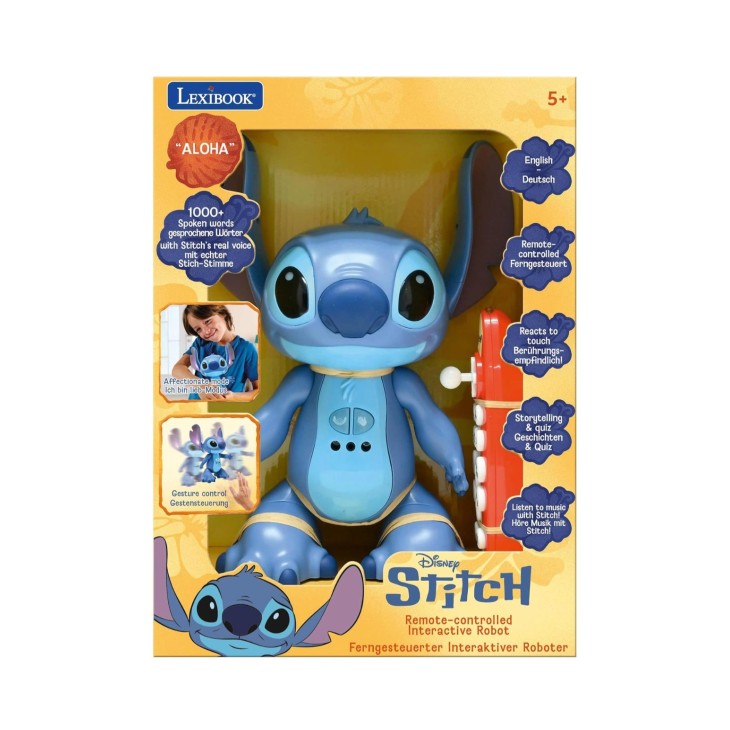 Interaktív játék, Lexibook Disney Stitch STITCHi 3, angol és német nyelven, gesztusvezérléssel és távirányítóval, programozható, érintésre reagál, 2 sebességfokozat, kék színű