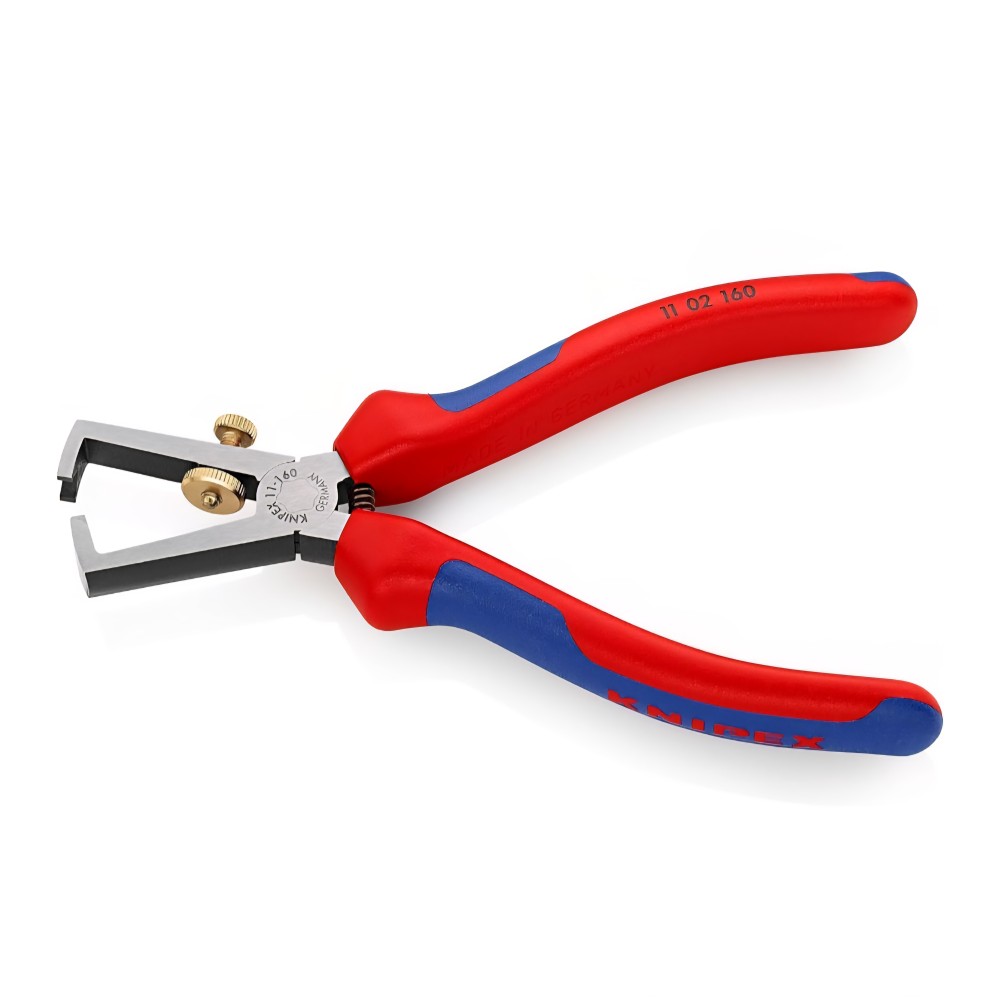 KNIPEX 11 02 160 kábelcsupaszító fogó, ergonomikus, többkomponensű fogantyúkkal, precíz kábelcsupaszításhoz, professzionális használatra