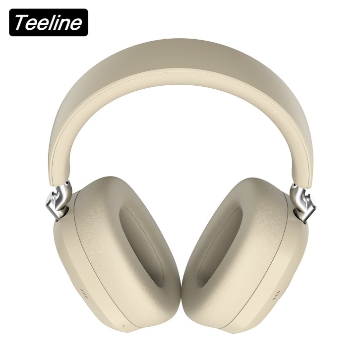 Vezeték nélküli, fülre helyezhető fejhallgató, TEELINE M32, Bluetooth 5.4 adaptív ANC, tiszta mélyhang, 65 órás akkumulátor-élettartam, bézs szín