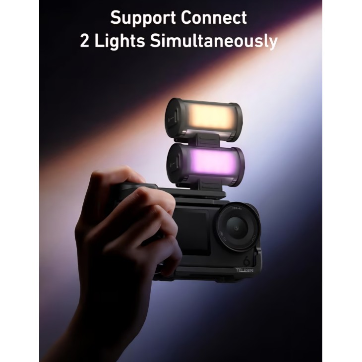 TELESIN készlet DJI Osmo Action 6 kamerához, védő fém tokkal, alumínium fogantyúval és mágneses RGB videolámpával, filmezéshez és vlogoláshoz szükséges kiegészítőkkel, szállítás 7-8 nap alatt