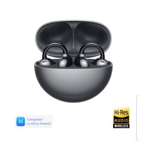 Nyitott fülű Huawei FreeClip audio fejhallgató, vezeték nélküli, Bluetooth, fekete