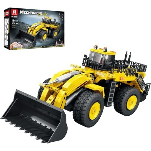 4x4 kerékhajtású homlokrakodó építőkészlet, Reobrix 22009, Távirányítású építőipari jármű, 1876 darabos, 14+ darabos