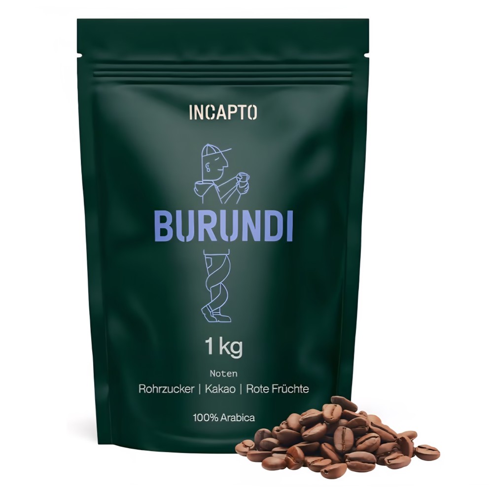 Incapto Specialty kávébab 1 kg, Single Origin Burundi Buhinyuza Nyagishiru, 100% Arabica az eszpresszóhoz, 87,75 SCA pont, hagyományos pörkölés