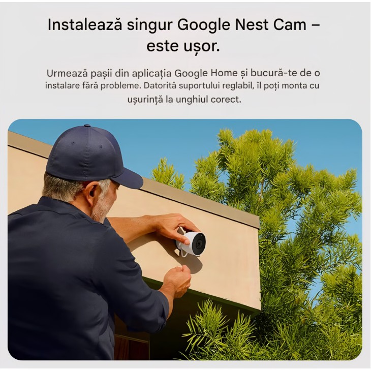 Google Nest Cam Outdoor Gen. 2 megfigyelőkamera, 2K videó, kültéri használatra, Google Home kompatibilis, Snow, szállítás 10-12 nap