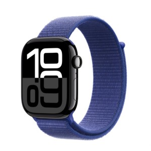 Okosóra textil szíj, THD, kompatibilis az Apple Watch 46 mm-es 10-es sorozatával, sötétkék
