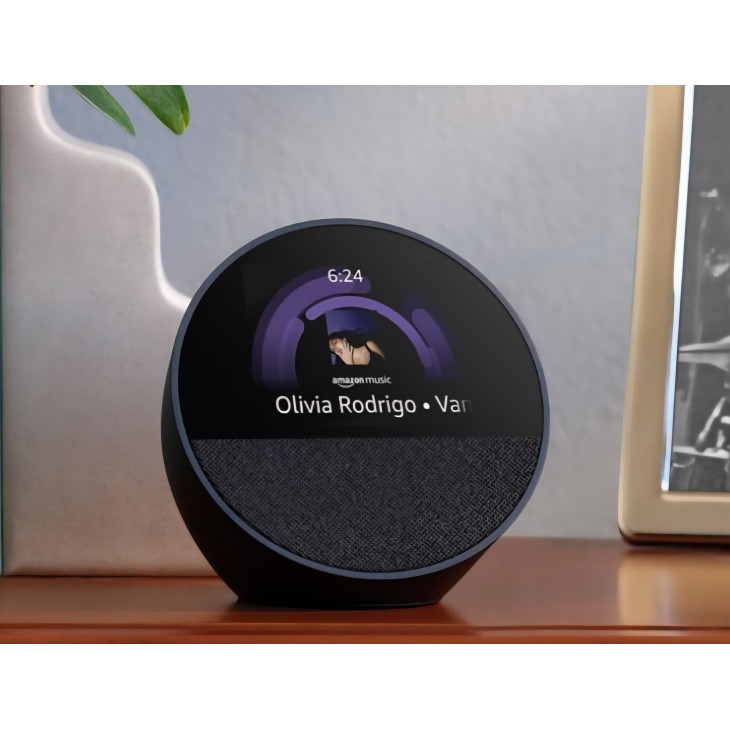 Amazon Echo Spot 2024 okoshangszóró, 2,83"-os kijelző, Wi-Fi, Bluetooth, fekete
