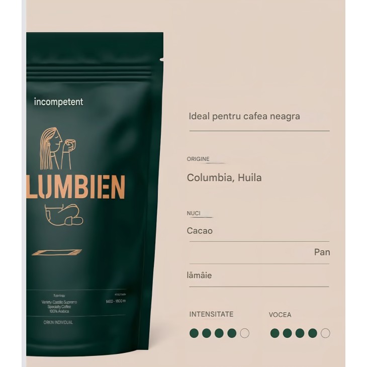 Incapto Specialty kávébabok, Single Origin Colombia, 100% Arabica eszpresszóhoz, 84 SCA pont, hagyományos pörkölés