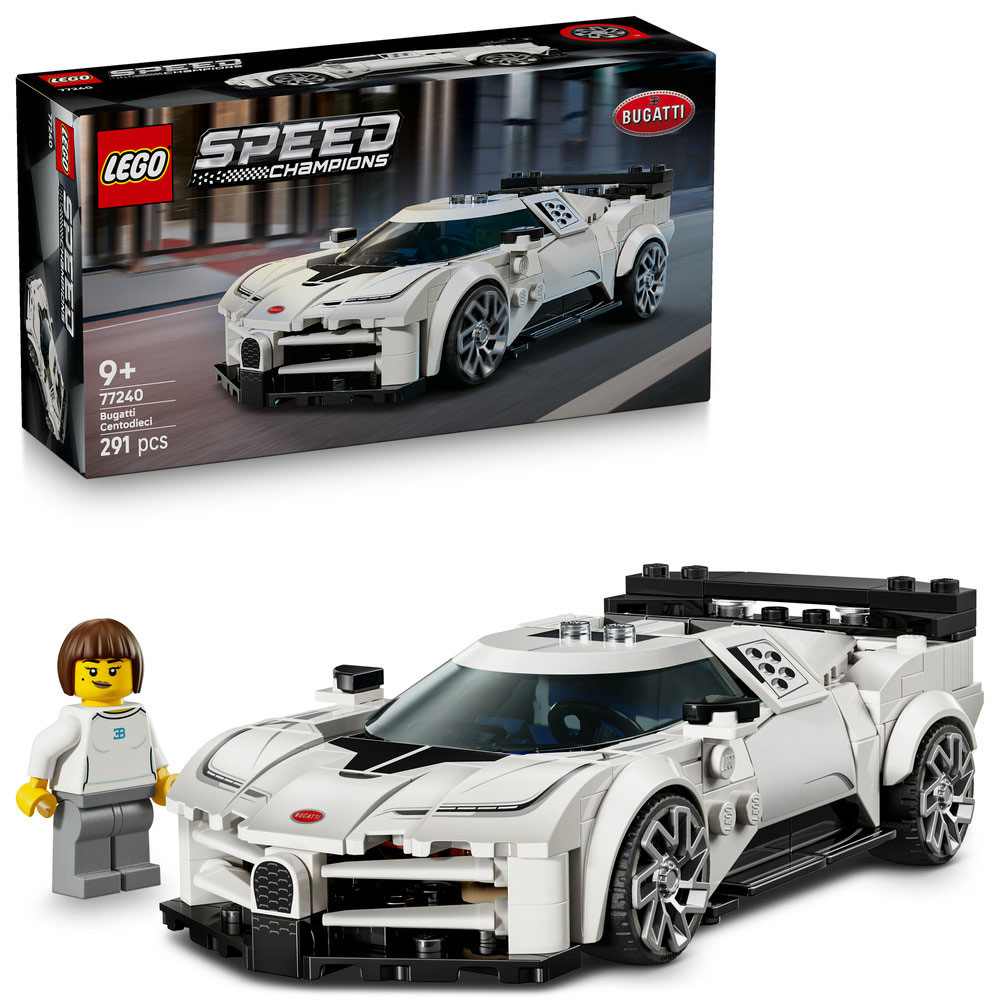 LEGO Speed Champions: Bugatti Centodieci hiperautó sportkocsi 77240, 9 éves kortól, 291 darab