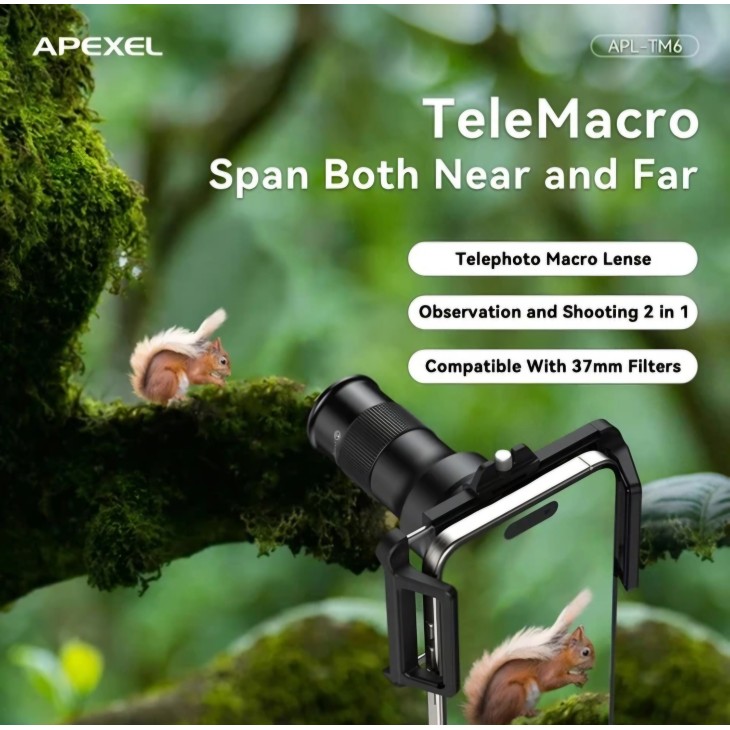 Apexel APL-TM6 teleobjektív, kompatibilis: iPhone 15 14, 13, 12, Samsung Galaxy S24, S23, Huawei, Honor