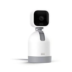 Beltéri megfigyelőkamera, Blink Mini Pan-Tilt kamera, 1080p HD felbontás, 360°-os forgatható és dönthető, kétirányú hang, mozgásérzékelés, Alexa kompatibilis, fehér