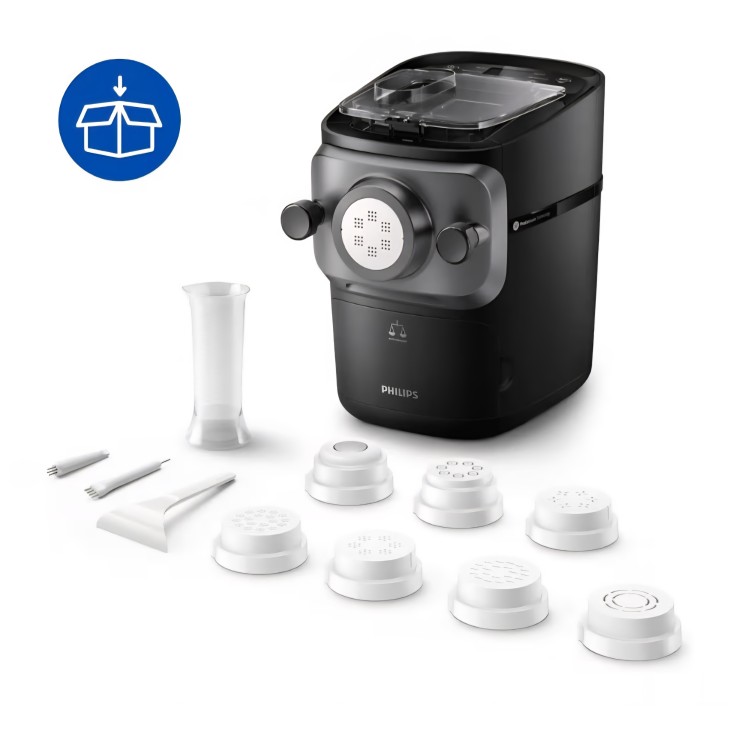 Philips 7000 Series PastaMaker automata tésztagép, 8 tésztafajta, automatikus mérlegelés, ProExtrude, könnyen tisztítható, akár 8 adag, HR2665/93, szállítási idő 7-8 nap