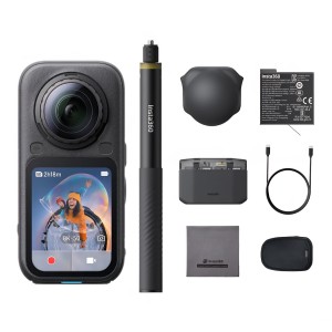 Insta360 X6 Essentials csomag 360°-os videokamera, 8K, 1/1.1"-es érzékelők, cserélhető objektívek, AI Triple Chip, akár 140 perces akkumulátor-üzemidő, 7-8 napos szállítás