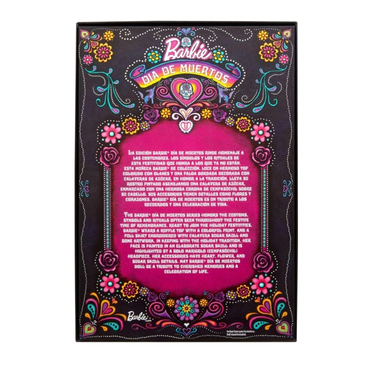 Barbie Dia de Muertos baba, gyűjtői kiadás, HRM72 modell – egyedi részletek, hagyományos mexikói dizájn