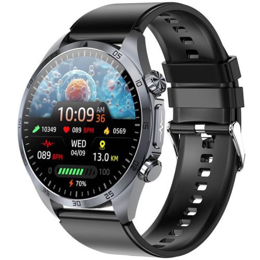 Okosóra, Valdus VE57 Pro, vérnyomás, pulzusterápia, oxigénszaturáció és glükóz monitorozás, EKG, hőmérő, alvásmonitorozás, IP68, fekete