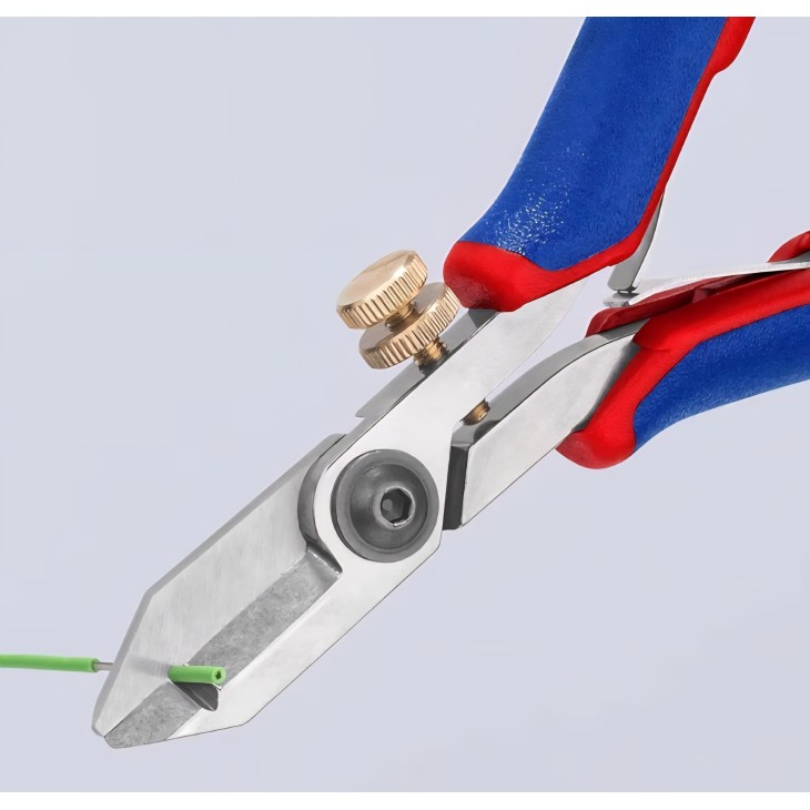 Professzionális olló elektronikus kábelek csupaszításához, Knipex 11 82 130, 140 mm, finom vezetékek precíz vágása, többkomponensű nyél, precíziósan edzett acél, eredeti német gyártmány