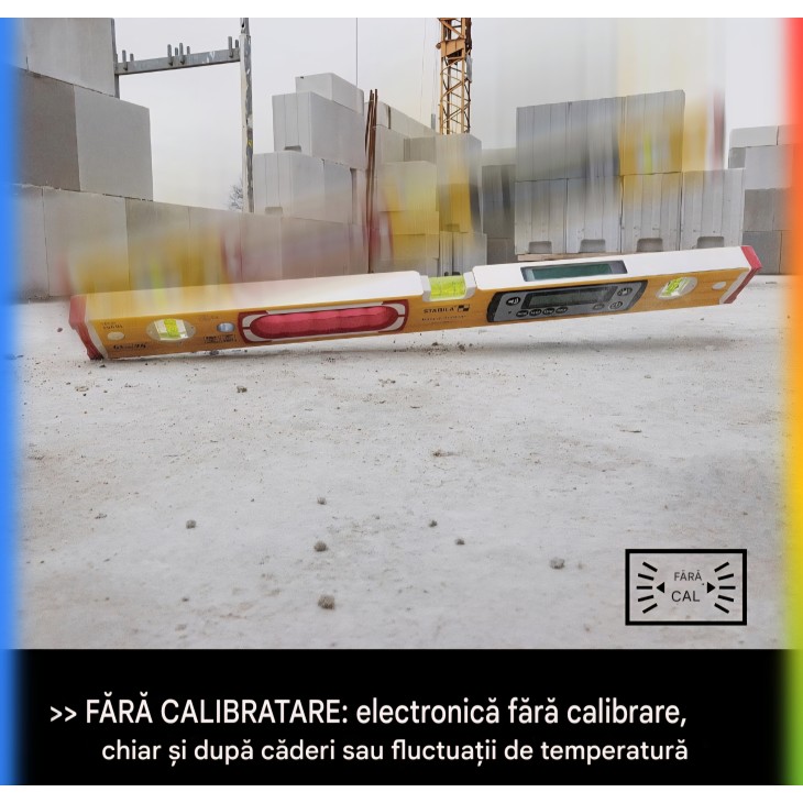 STABILA TECH 196 DL 81 cm-es digitális vízmérték, IP67 víz- és porállóság, 2 digitális kijelző, °/%/mm/m/in/ft mérés, tokban
