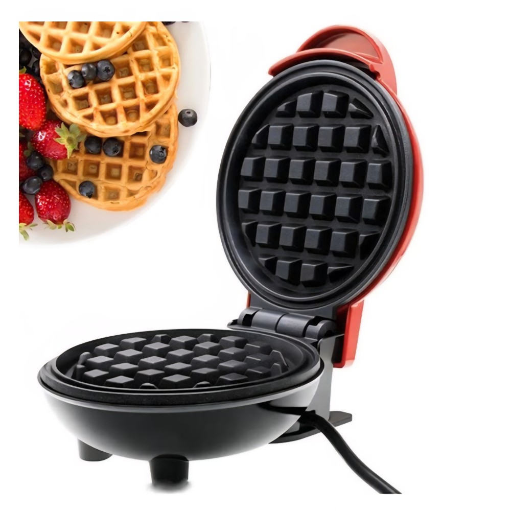 Mini gofrisütő, Bukaté, tapadásmentes lapok, jelzőfény, piros