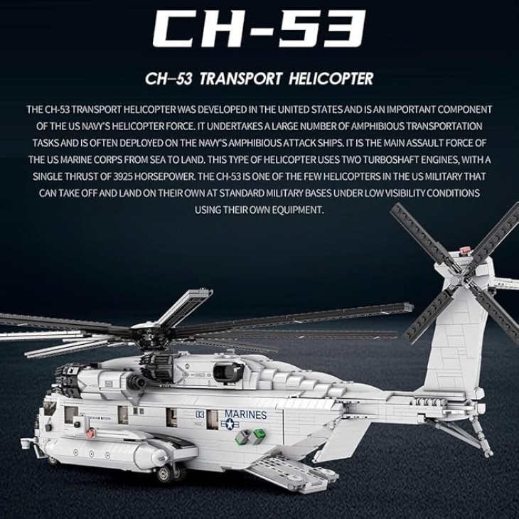 CH-53E Super Stallion katonai helikopter 1:35 építőkészlet – 2192 darabos