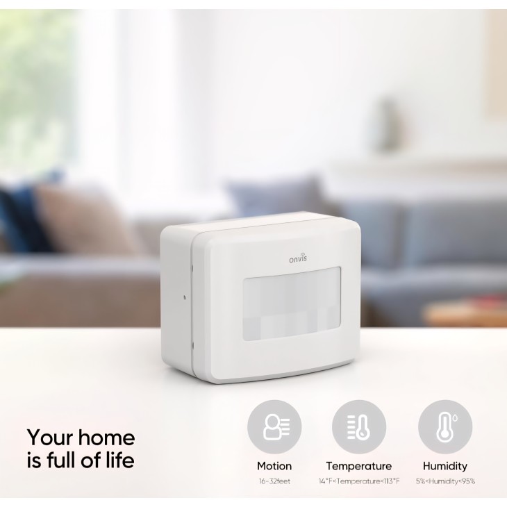 Mozgásérzékelő, hőmérséklet, páratartalom, Onvis Motion Sensor SMS2, Apple HomeKit kompatibilis, okosotthon-automatizálás