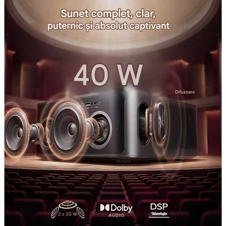 TOPTRO TP09 okos videoprojektor, 4K, Full HD 1080p, 2000 ANSI lumen, VIDAA operációs rendszer, Netflix, Dolby Audio, HDR10, autofókusz, automatikus trapézkorrekció, hangvezérlés, szállítás 7-9 nap