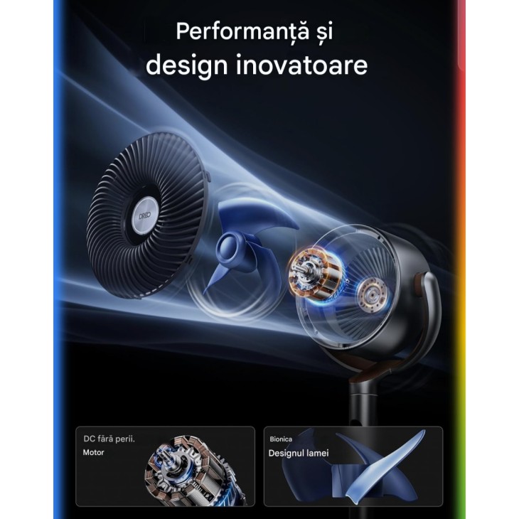 Padlóventilátor, Dreo Ultra, csendes 20 dB, mindenirányú oszcilláció 120° + 120°, hatótávolság 26 m, légáramlás 1200 m³/h, turbó légkeringető, magasság 102 cm, 3 üzemmód, 8 sebességfokozat, 7 napos szállítás