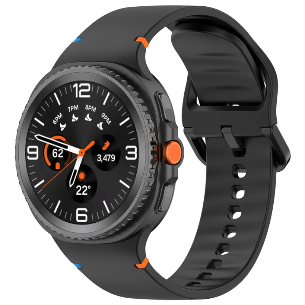 20 mm-es szilikonszíj, THD, Samsung Galaxy Watch 8 és Samsung Galaxy Watch 8 Classic okosórákkal kompatibilis, M/L méret, fekete