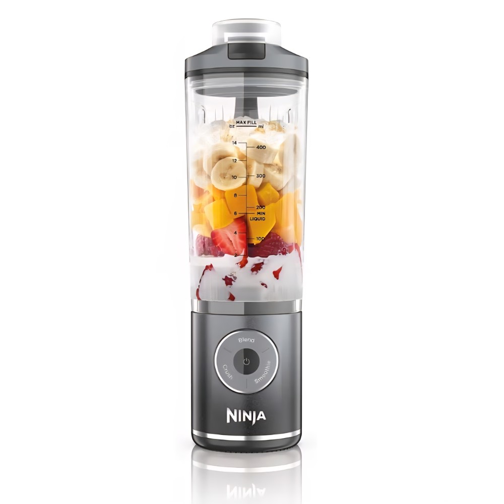 Ninja Blast Max BC251EUGY hordozható turmixgép, 570 ml, újratölthető, 3 funkció, smoothie-k és protein shake-ek készítésére, kiömlésgátló fedél, hideg szürke, szállítási idő 7-8 nap