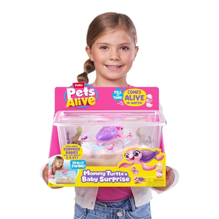Interaktív teknős játék csibékkel, élő háziállatok, meglepetés mama teknős a ZURU-tól, robotika, fények és hangok