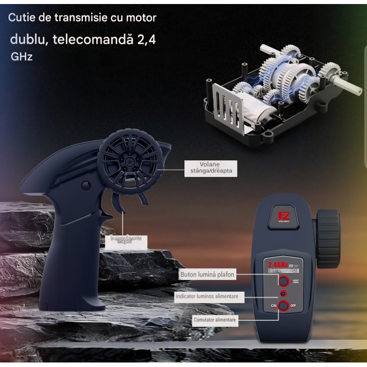 Katonai tank gyerekeknek, Mostop MT01, RC 1/16 nagy sebességű, 4GHz, terepjáró, 360°-os sodródás, 2 elemmel, távirányítóval