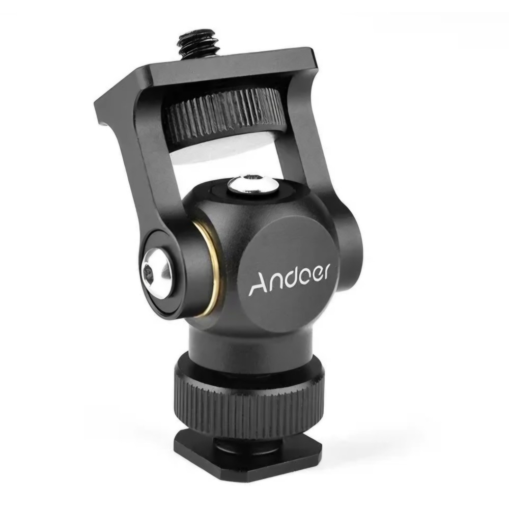 1/4 adapter állítható labdával, Andoer, videó monitorhoz és LED lámpához, hidegcipő markolat