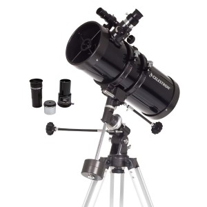 Celestron PowerSeeker 127EQ csillagászati távcső, 127 mm-es Newton-reflektor, German EQ ekvatoriális állvány, alumínium állvány, 3 db Barlow-lencse, tartozékokkal, fekete