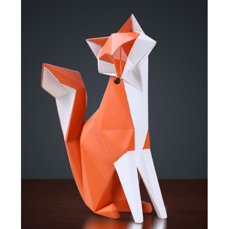 Modern dekoratív kisplasztika, HAUCOZE, Sienna Fox, otthonra vagy irodába, 20 cm
