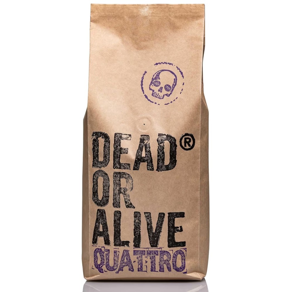 DEAD OR ALIVE Crema kávébabok automata eszpresszógépekhez, Quattro "Special Edition" 1 kg, Arabica és Robusta keverék, erős olasz kávé, egész kávébabok