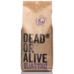 DEAD OR ALIVE Crema kávébabok automata eszpresszógépekhez, Quattro "Special Edition" 1 kg, Arabica és Robusta keverék, erős olasz kávé, egész kávébabok