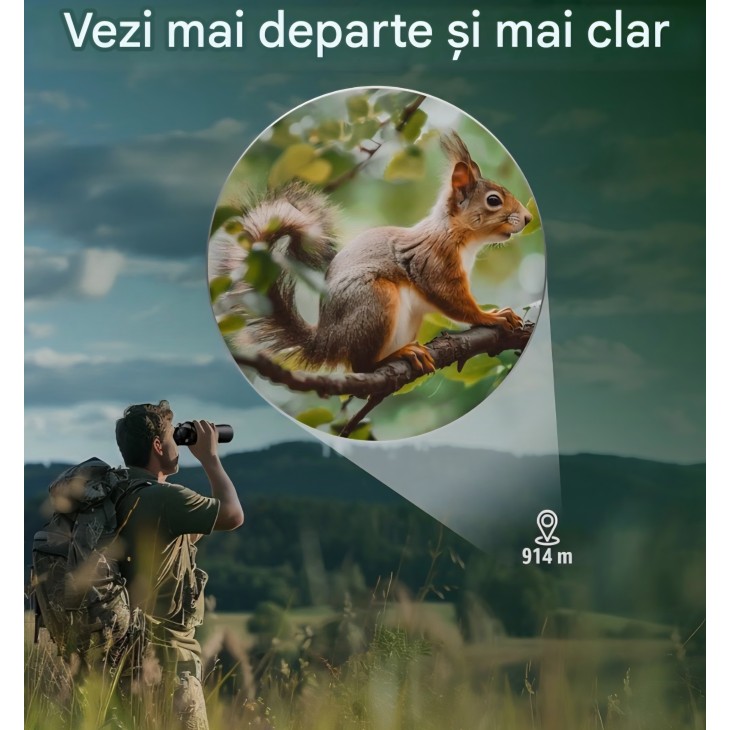 Professzionális távcső, Aurosports 20x70 HD, FMC lencsékkel, 70 mm-es objektívvel, továbbfejlesztett gyenge fényviszonyok melletti teljesítménnyel, madármegfigyeléshez, túrázáshoz és vadászathoz, szállítás 7-9 nap