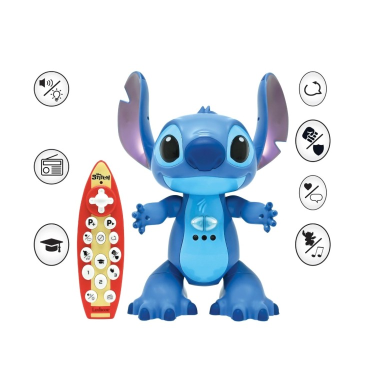 Interaktív játék, Lexibook Disney Stitch STITCHi 3, angol és német nyelven, gesztusvezérléssel és távirányítóval, programozható, érintésre reagál, 2 sebességfokozat, kék színű