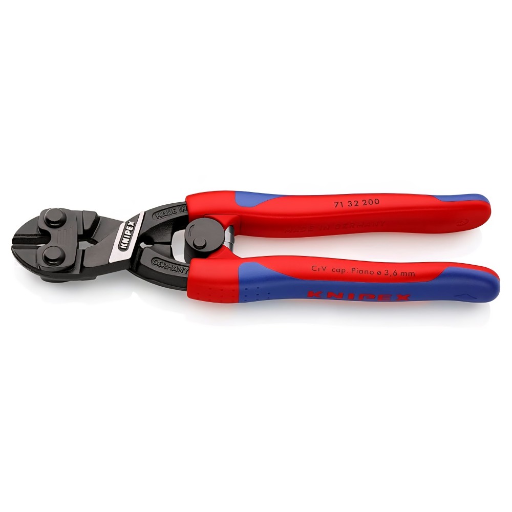 Professzionális mini csavarvágó fogó, Knipex CoBolt 71 32 200, 200 mm, extrém vágóerő, kompakt kialakítás, nagy szilárdságú edzett acél, ergonomikus fogantyúk, eredeti német gyártmány
