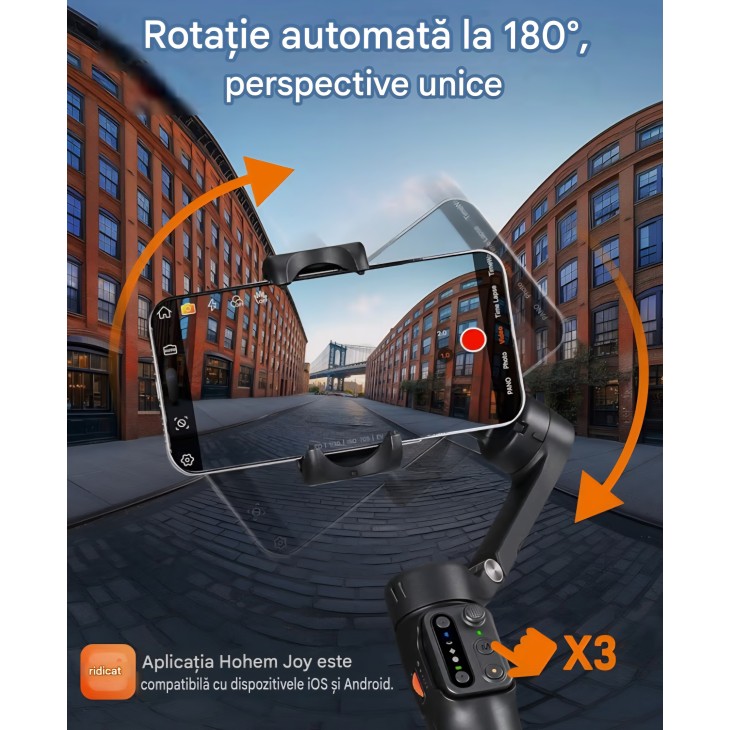 Hohem iSteady X3 SE Plus okostelefon gimbal stabilizátor, 3 tengelyes stabilizálás, levehető távirányító, kihúzható rúd, 11 órás akkumulátor-üzemidő, vlogoláshoz, 7-9 napos szállítás