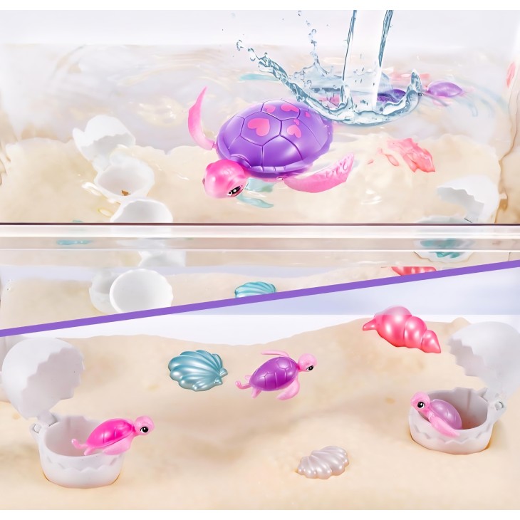 Interaktív teknős játék csibékkel, élő háziállatok, meglepetés mama teknős a ZURU-tól, robotika, fények és hangok