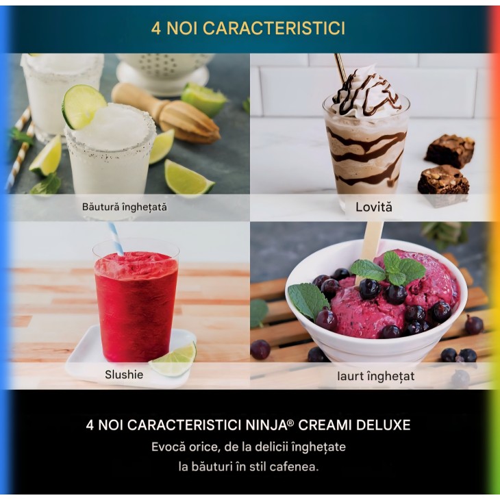 Ninja CREAMi Deluxe NC502EU fagylalt- és hidegital-készítő, 2 tartállyal, 10 funkcióval, fagylalthoz, gelatohoz, sorbethez, fagyasztott joghurthoz, turmixhoz, slushhoz és egyebekhez, 2 az 1-ben ízesítés, ezüst, szállítási idő 7-8 nap