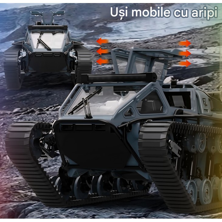 Katonai tank gyerekeknek, Mostop MT01, RC 1/16 nagy sebességű, 4GHz, terepjáró, 360°-os sodródás, 2 elemmel, távirányítóval