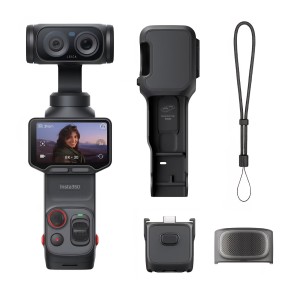 Insta360 Luna Ultra vlogoló kamera, 8K, dupla Leica objektívvel, 12x zoommal, 1"-es érzékelővel, 2"-es levehető érintőképernyővel, gimballal, tripla AI chippel, éjfekete, 7-8 napos szállítással