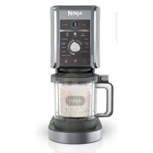 Ninja CREAMi Deluxe NC502EU fagylalt- és hidegital-készítő, 2 tartállyal, 10 funkcióval, fagylalthoz, gelatohoz, sorbethez, fagyasztott joghurthoz, turmixhoz, slushhoz és egyebekhez, 2 az 1-ben ízesítés, ezüst, szállítási idő 7-8 nap