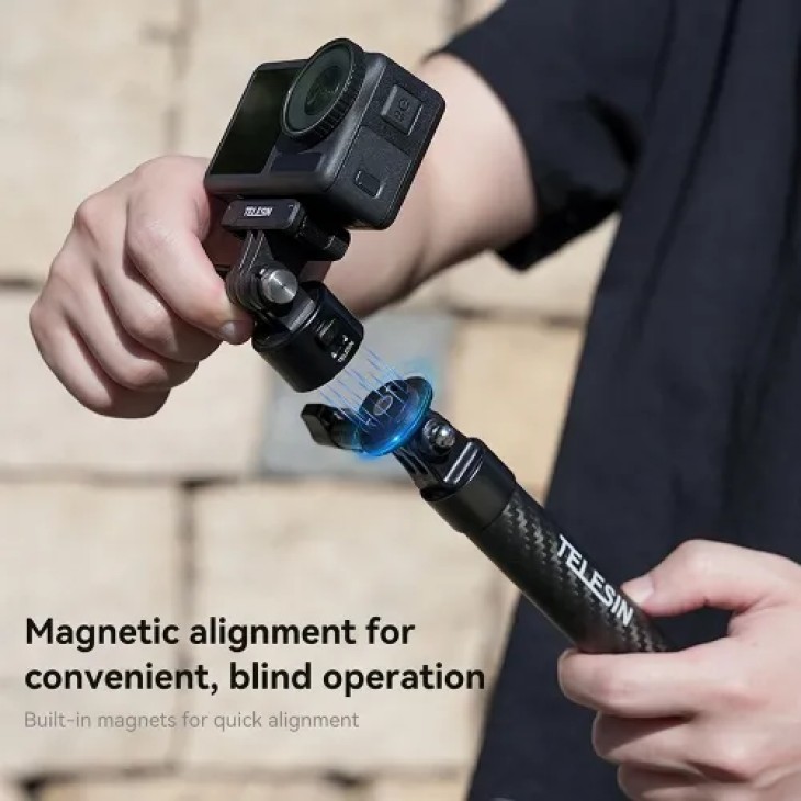 Többfunkciós gyorskioldó adapter, Telesin, mágneses rögzítés, forgatható zár, kompatibilis GoPro Hero 12,11,10,9,8,7,6, DJI Osmo Action, Insta 360 X3