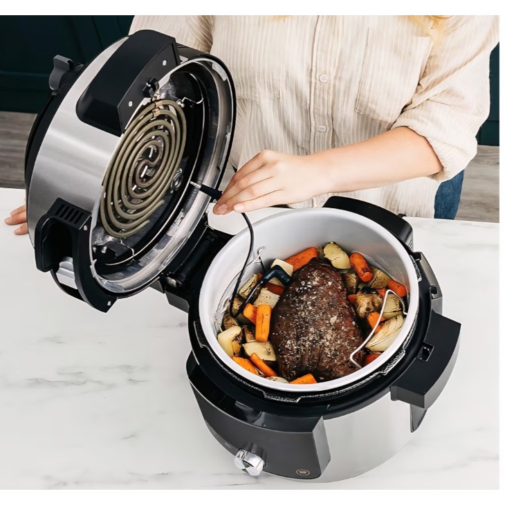 Ninja Foodi MAX SmartLid OL750EU multifunkciós főző, 14 program, 7,5L, kukta, fritőz, grill, sütés, digitális hőmérő, intelligens főzőrendszer, 1760W, rozsdamentes acél, szállítási idő 7-8 nap